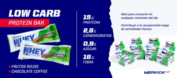 Low Carb Protein Bar – Mervick (Caja x12 de 46g) - Imagen 3
