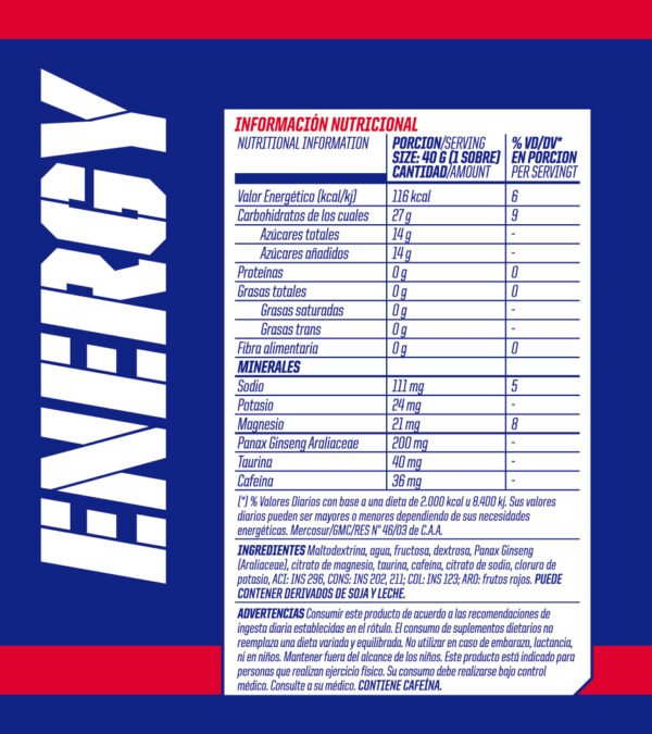 Energy Gel con Cafeína – Mervick (Caja x12 sobres de 40g) - Imagen 2