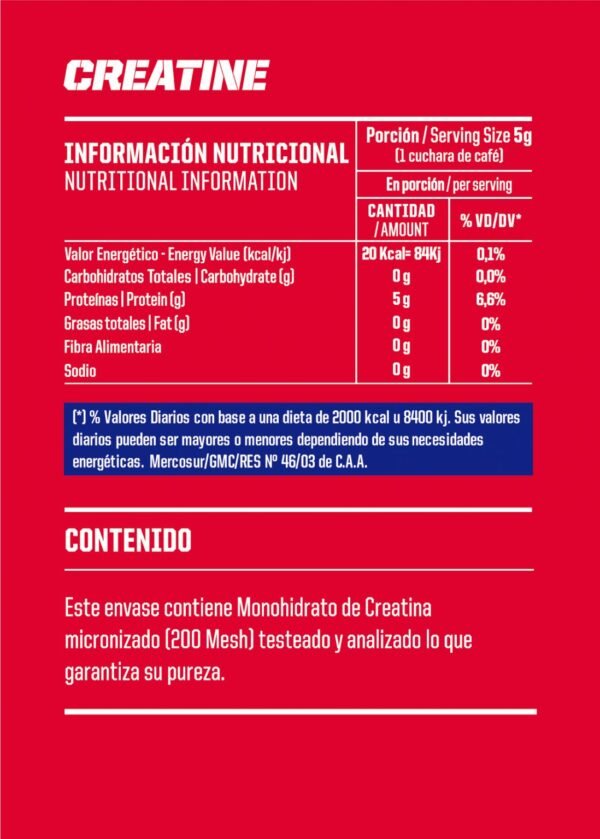 Creatina Monohidratada Mervick – 300g - Imagen 2