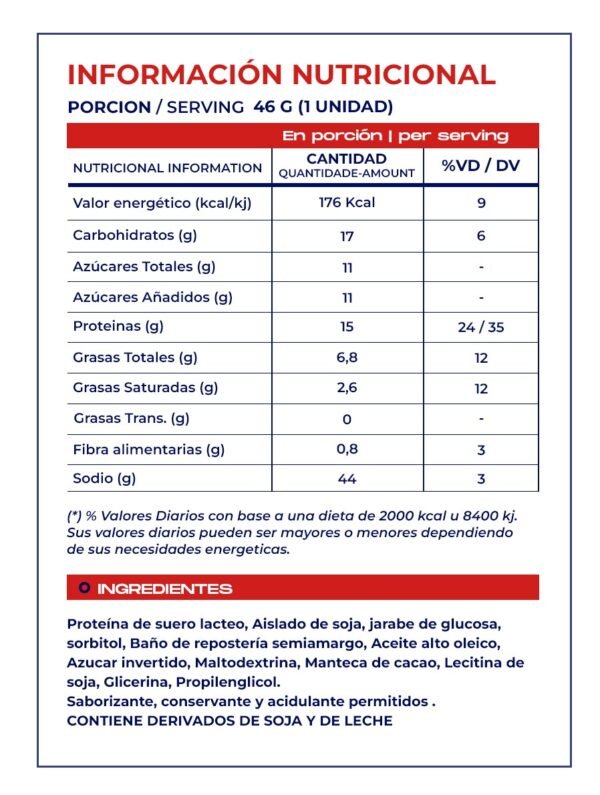 Whey Protein Bar – Mervick (Caja x12 de 46g) - Imagen 2