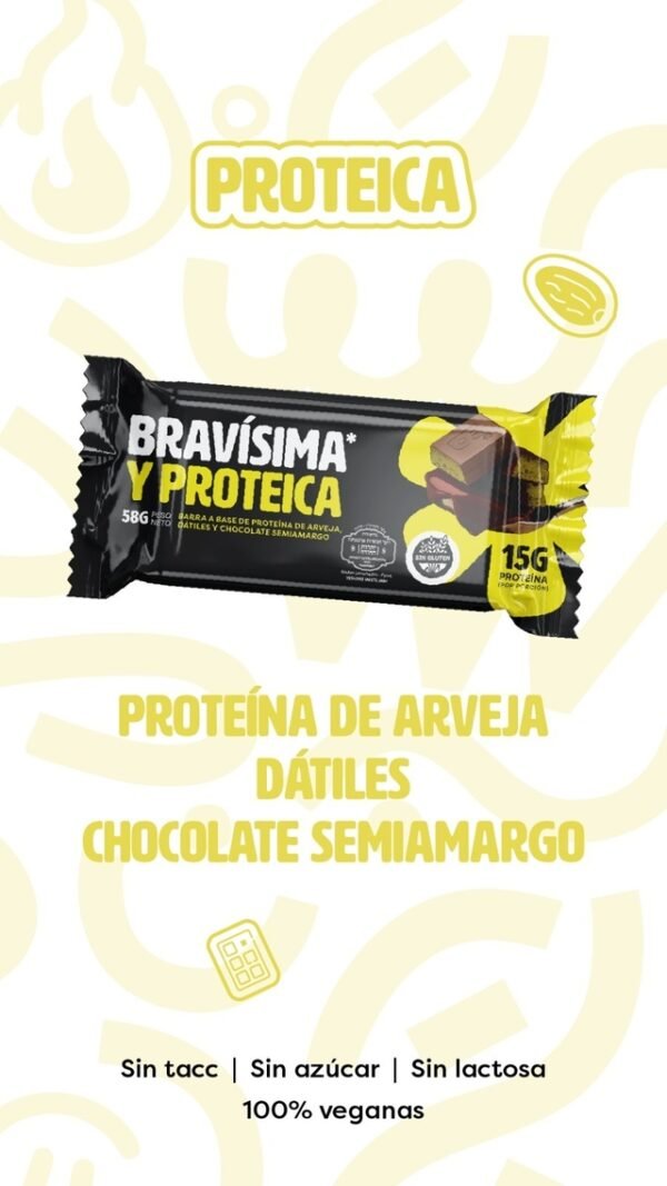 Barrita Proteica Bravísima 58 g – Cacao o Arándanos & Jengibre x 12 - Imagen 5