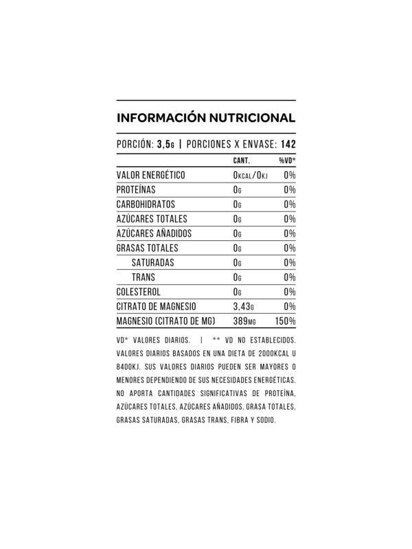 Citrato de Magnesio Sabor Frutos Rojos - Polvo 500 Gr - Imagen 3