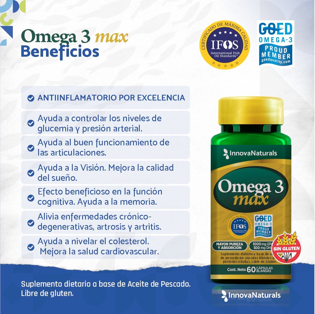 Omega 3 MAX 1000 EPA / 500 DHA | Innovanaturals — Certificación IFOS y GOED - Imagen 3