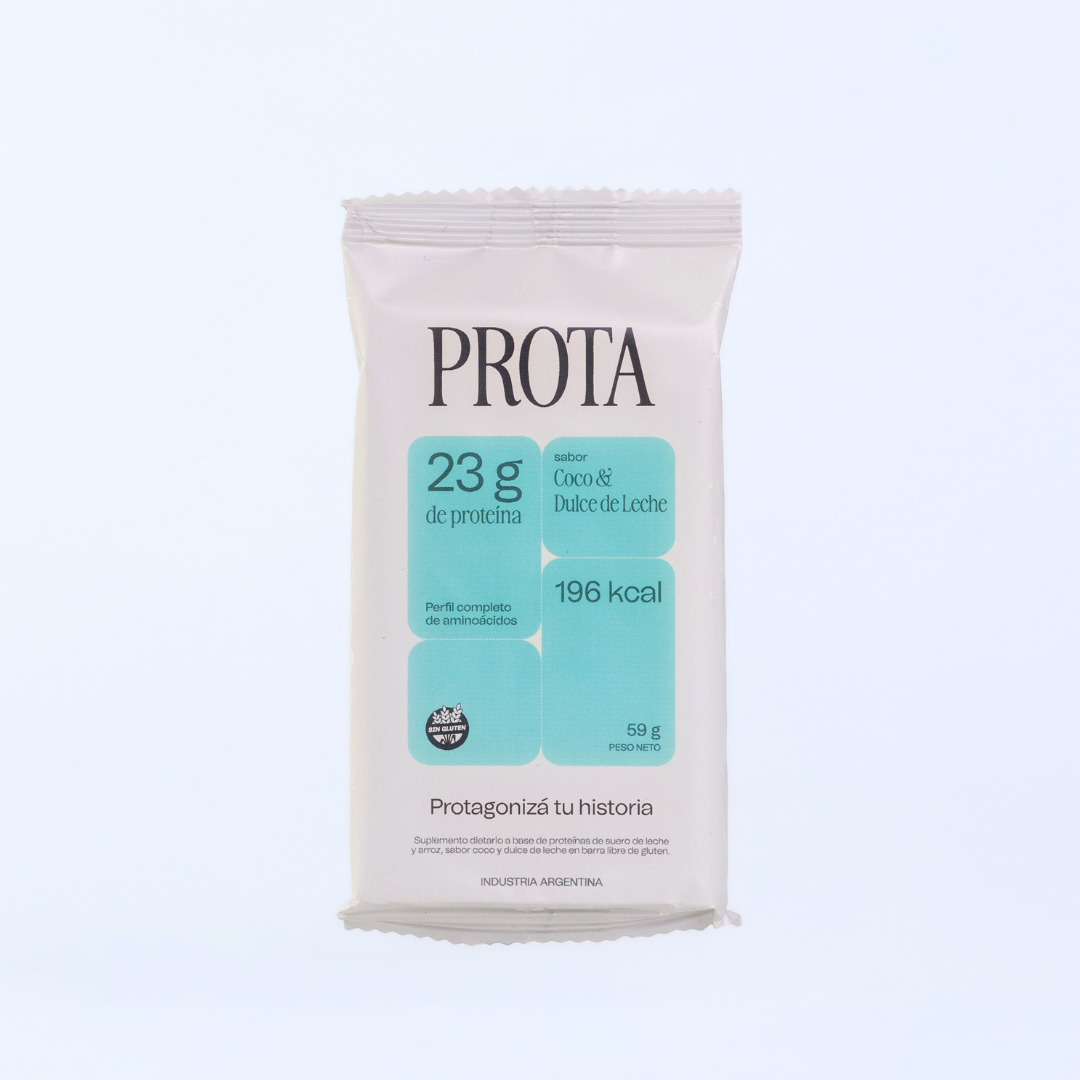Caja PROTA Coco & Dulce de Leche x12 | Barras Proteicas 23g · Sin Azúcar · Sin Gluten (708g)